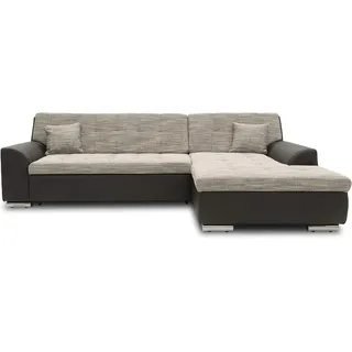 DOMO. collection Ecksofa Treviso, Schlafsofa in L-Form aus Kunstleder und Webstoff, Sofa, Couch mit Schlaffunktion, Eckcouch, Polsterecke, 267 x 178 x 83 cm (BxTxH), grau/schwarz