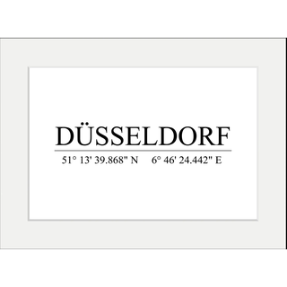 Bild QUEENCE "DÜSSELDORF", weiß (farbe rahmen: schwarz, farbe bild(er): weiß), B:40cm H:30cm, Acrylglas, Holz, Papier, Bilder, Bild, HD Premium Poster-Druck inkl. Holzrahmen