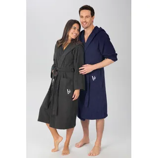 Bruno Banani Unisex-Bademantel »Robby«, (1 St.), Damen & Herren Bademäntel, 100% Baumwolle, mit Taschen, S-3XL, blau