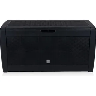 Lifetime Garden Aufbewahrungsbox mit Deckel  Gartenbox mit Rollen - Kunststoff Gartenschrank 310L - Auflagenbox Wasserdicht 119x48x60cm - Wasserdichte Gartenkissenbox - Schwarz - Schwarz