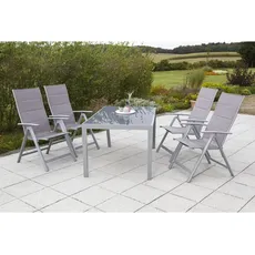 Bild Gartenmöbel Set 5-tlg. Taviano Metall/Glas/Textil