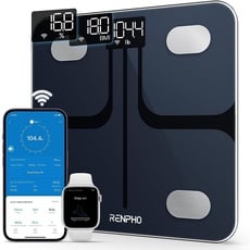 RENPHO Körperfettwaage Digital, Intelligente WLAN Smart Wage Bluetooth Personenwaage, Körperanalysewaage BMI Waage mit App für Fitness, Step-On-Technologie