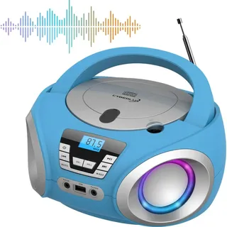 Cyberlux CD-Player mit LED-Beleuchtung | Kopfhöreranschluss | Tragbares Stereo Radio Blau