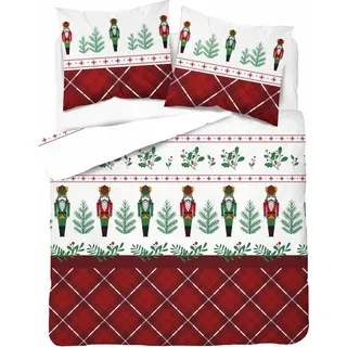Flanell-Bettwäscheset 220x200 WEIHNACHTEN Nussknacker - Rot