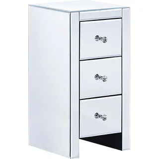 BELIANI Nachttisch Silber Glas MDF Platte 60 x 30 x 30 cm Glamourös Dekorativ Geräumige Schubladen Schlafzimmer - Silber
