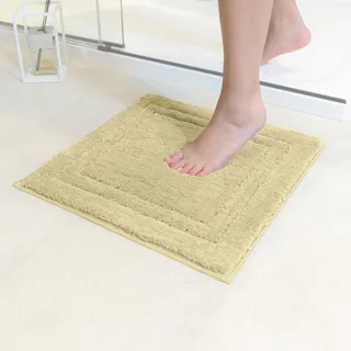 Decomira Badematte rutschfest | Als Badteppich Set kombinierbar | WC-Teppich Badezimmer-Teppich Bad-Vorleger waschbar | Duschvorleger waschbar Bad-Garnitur | Beige - 45x45 cm