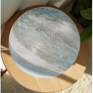 Formano Kugellampe LUXOR Glas Marmor Design 29 x 29cm Tischlampe aus weißem Glas - Blau