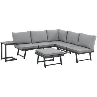 Svita Gartenlounge Grenada (4-tlg.) , Grau , Metall , 4-teilig , Gartenmöbel, Gartengarnituren, Gartenmöbel-Sets