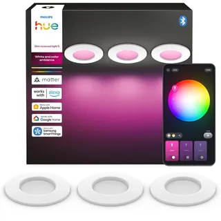 Philips Einbaustrahler 3er Pack (1000 lm, 90 mm, Weiß)