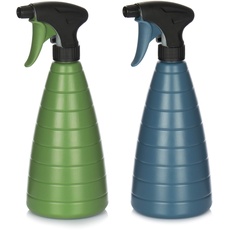 com-four® 2x Blumensprüher - Sprühflasche mit 28/400 Gewinde zur Bewässerung von Pflanzen - Wassersprühflasche zum Wasserzerstäuben (2 Stück - blau/olive)