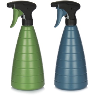 com-four® 2X Blumensprüher - Sprühflasche mit 28/400 Gewinde zur Bewässerung von Pflanzen - Wassersprühflasche zum Wasserzerstäuben (2 Stück - blau/Olive)