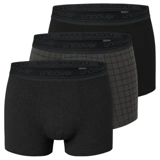 SCHIESSER Uncover Cotton Boxershorts Schwarz / Silber L 3er Pack