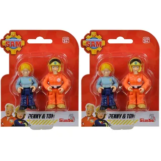 Simba Feuerwehrmann Sam Figuren Doppelset, 2-Fach Sortiert, es Wird nur EIN Artikel geliefert, Sam und Rose oder Penny und Tom, Figur 7cm, beweglich, ab 3 Jahren (Packung mit 2)