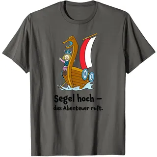 Wickie Segel Hoch Das Abenteuer Ruft T-Shirt, Herren, Anthrazit, 3XL