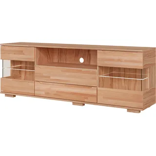 Sideboard OTTO HOME "VETRO Teilmassiv, Fronten Massivholz, Wohnzimmer, Stauraum,Griffmulde", weiß, neutral, B:180cm H:63cm T:40cm, Sideboards, Sideboard, B/T/H:180/40/63cm, 2Schubladen, 4 geschlossene & 2 offene Fächer