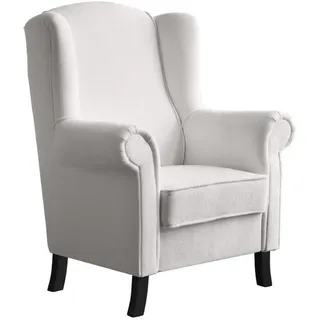 Beautysofa Ohrensessel Leonardo beige boucle-stoff , Beige , Holz , 88x118x86 cm , Wohnzimmer, Sessel, Ohrensessel