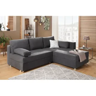 Home Affaire Ecksofa »Italia L-Form« mit Bettfunktion, und Bettkasten Federkern-Polsterung, grau (anthrazit), B:217cm H:80cm T:182cm, Struktur fein (100% Polyester);Microfaser PRIMABELLE(100% Polyester);Samtoptik (100% Polyester), Sofas, Ecksofa, & 1