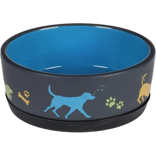 Karlie Futter- UND TRINKNAPF Hund CORI Keramik BLAU RUND Anti-RUTSCH 500ML 14x5,5CM