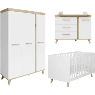 Roba Babyzimmer-Set Smile 3-teilig , Weiß , Holzwerkstoff , 76x90.5x142 cm , Blauer Engel , Babymöbel & Kindermöbel, Babyzimmer