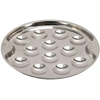 COOK CONCEPT, KU6712, Elegant Stainless Steel Plate for 12 Snails, ideal for Convivial Dinners, Easy to clean and Heat Resistant, Size 12, Silver Color