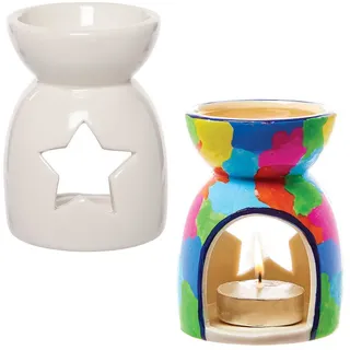 Baker Ross FC909 Porzellan Ölbrenner - 2er Pack, Porzellan Blanko für Kinder zum Bemalen und Dekorieren