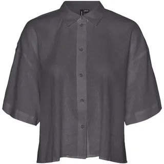 VERO MODA Damen Vmlinn Linen 2/4 Short Shirt WVN Noos Bluse, Magnet, S EU