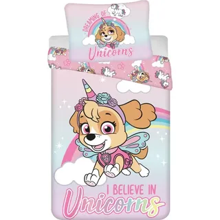 Paw Patrol I Believe in Unicorns Blau 140 x 200 cm + 70 x 90 cm