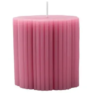 Villeroy & Boch – Fleur Gifts Stumpenkerze, Maße: ca. 7,5 × 7,5 cm, Rosa, Dekokerze mit floraler Anmutung, Farbintensives Wachs (Paraffin)