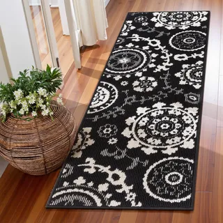 Homodeco Langer Teppich Läufer Flur rutschfest, Kurzflor Schlingenflor Flurteppich Läufer Lang Flurläufer Modern, Küchenteppich Waschbar, Teppichläufer für Flur, Wohnzimmer, Küche, Schwarz, 50x150cm