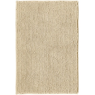 Decomira Badematte rutschfest | Als Badteppich Set kombinierbar | Badezimmer-Teppich Bad-Vorleger waschbar aus Chenille | Duschvorleger für Dusche, Badewannen, WC Deko | Beige - 50x80 cm