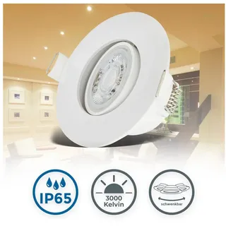 B.K.Licht Einbauleuchte 6er Set IP65 schwenkbar weiß