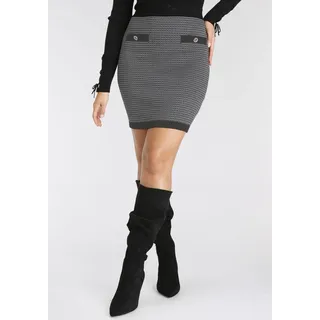 Strickrock MELROSE, Damen, Gr. 40, schwarz (schwarz gemustert), Feinstrick, Obermaterial: 70% Viskose, 30% Polyamid, Jacquardmuster, eng kurz, Röcke Strickrock, in Jaquardmuster