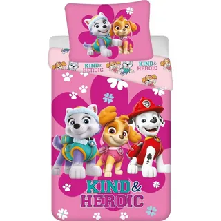 Paw Patrol Design Kuschelige Bettwäsche Baumwolle, 140x200 cm & 70x90 cm - Rosa