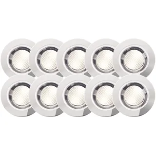 Brilliant 10er-Set LED Einbaulampen - spritzwassergeschütztes Einbauleuchtenset - mit Reihenschaltung für den Außen und Innen geeignet aus Metall/Glas, in edelstahl/warmweiß - Ø 3cm
