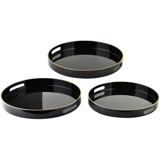 Mondex Servierteller Blanche Schwarz 3er Set 38/38/4cm Plastik , Kunststoff , 38x4x38 cm , Geschirr, Tischkultur & Serviergeschirr, Servierplatten