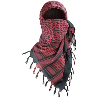 Luxns Militärischer Shemagh Taktischer Wüsten-Schal / 100% Baumwolle Keffiyeh Schal Wrap für Damen und Herren, Schwarz Rot, Einheitsgröße