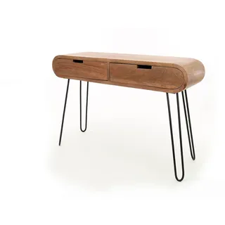 Kawola Schminktisch Bara Braun Holz , Teilmassiv , 2 Schubladen , Rechteckig , 120x76x30 cm , Wohnzimmer, Wohnzimmertische, Konsolentische