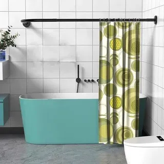 Unyqoos® L‐förmige, verstellbare Duschvorhangstange 90–130 cm aus Edelstahl 304, rostfrei, inkl. Edelstahlringe – Montage ohne Bohren oder verschraubt - Schwarz