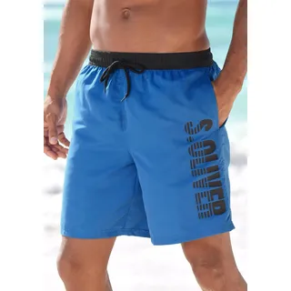 Badeshorts S.OLIVER, Herren, Gr. XL (54/56), Lang, blau (blau (langgröße)), Microfaser, Polyester, Badehosen Badeshorts