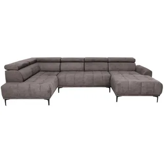 Stylife Wohnlandschaft , Braun , Metall , Ottomane rechts, U-Form , 340x191 cm , Typenauswahl, Stoffauswahl, seitenverkehrt erhältlich, Hocker erhältlich , Wohnzimmer, Sofas & Couches, Wohnlandschaften, Wohnlandschaften in U-Form