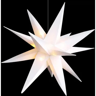 LED Weihnachtsstern 3D warm weiß - 25 cm - Leuchtstern mit Timer für Außen - Weihnachten Advent Winter Deko zum Hängen - Weiß