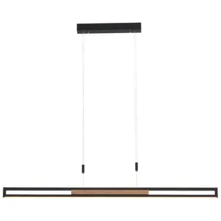 Dieter Knoll Led-Hängeleuchte , Schwarz , Holz, Metall , Eiche , vollmassiv , Uni , rechteckig , F , 127.8 cm , RoHS, Made in Eu , höhenverstellbar, 3 Helligkeitsstufen, Farbtemperaturwechsler , Lampen & Leuchten, Leuchtenserien