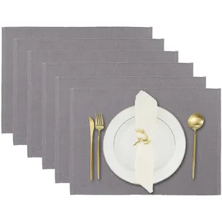 RAJRANG gewebte Chindi-Tischsets, graue Küchenmatte und Esstischzubehör aus Reiner Baumwolle, 6er-Set