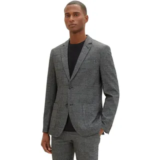 TOM TAILOR Herren Casual Sakko mit Reverskragen, grey black grindle check, 52
