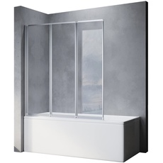 SONNI Duschwand für Badewanne 3-teilig faltbar NANO-GLAS Badewannenaufsatz 130x140 cm(BxH) Duschabtrennung für Badewanne