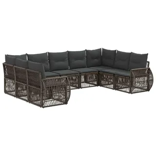 vidaXL Gartensofa-set 9 stk. Grau und Dunkelgrau Poly-Rattan - Grau