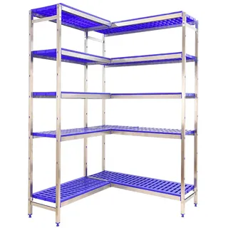 Simoninox Corner 5pp Metallregal 2000x1660x400 Mm - StainlessSteel / Blue - One Size