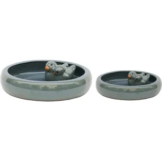 Keramik Vogeltränke Grau 002 glasiert (Ø x H) 24 x 5,5 cm