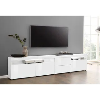 borchardt Möbel Kapstadt Lowboard 200 cm Weiß Kunststoff/Metall/MDF/Melamin/Holzwerkstoff