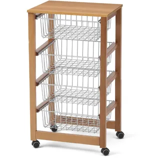 Arredamenti Italia ARREDAMENTIITALIA Küchenwagen GINGERONE, Holz - 4 Körbe – Servierwagen mit Körben, Massivholz Buche, Italy - Farbe: Kirsche -
